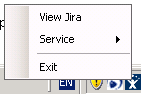 Atlassian JIRA System Tray Main Menu