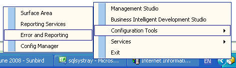 SQL Server 2005 and 2008 System Tray Config Tools Menu
